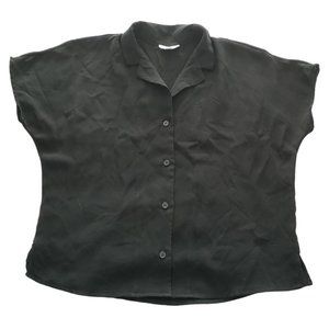 Frank & Oak Black Short-Sleeve Blouse